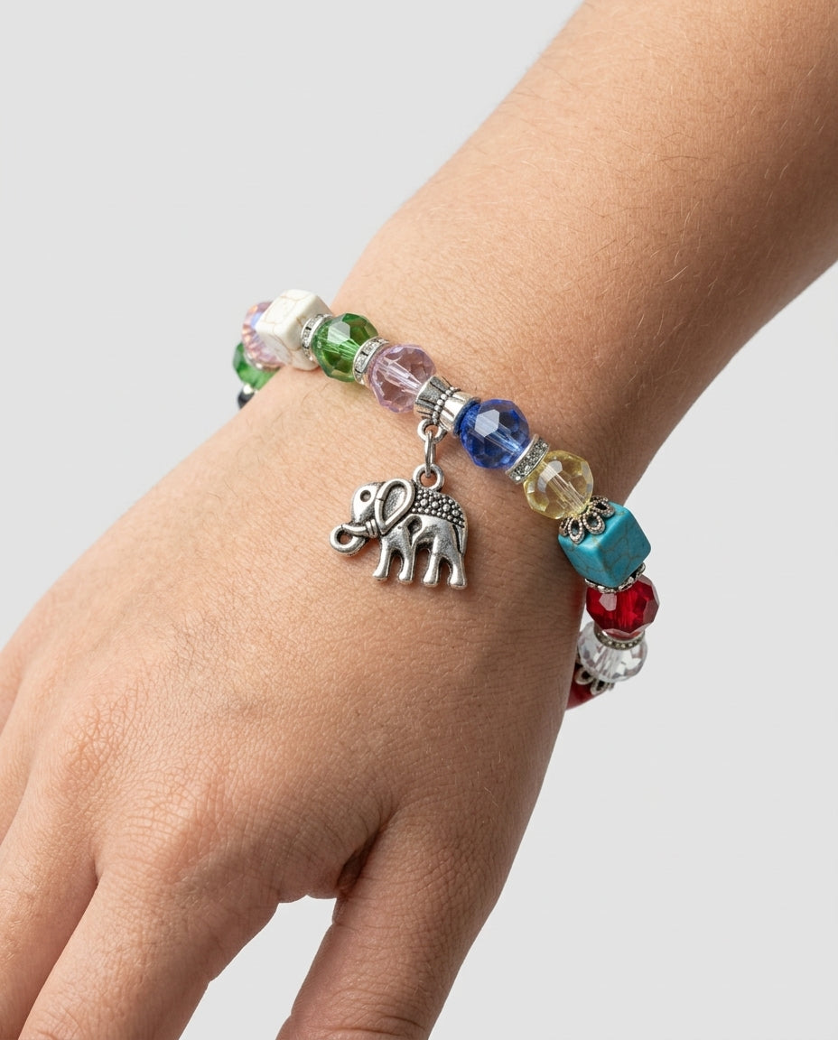 Beaded charm bracelet — Elephant Charm Detail | Generated by Modelize