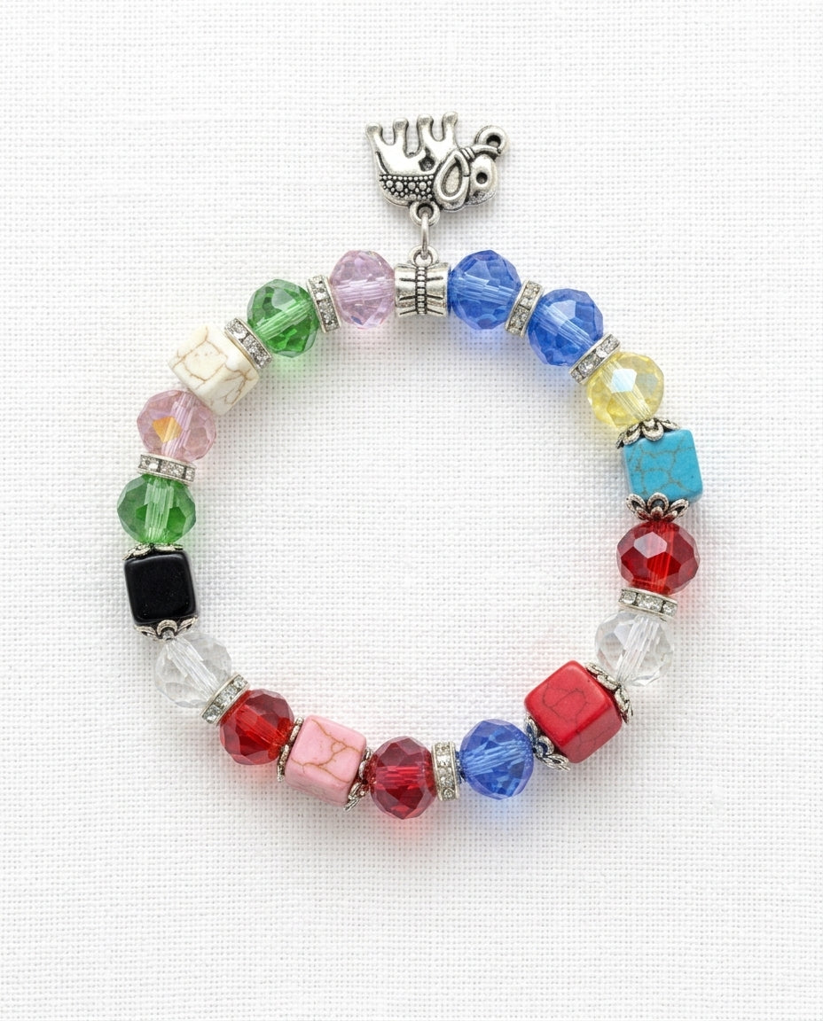 Beaded charm bracelet — Minimalist Flat Lay | Generated by Modelize
