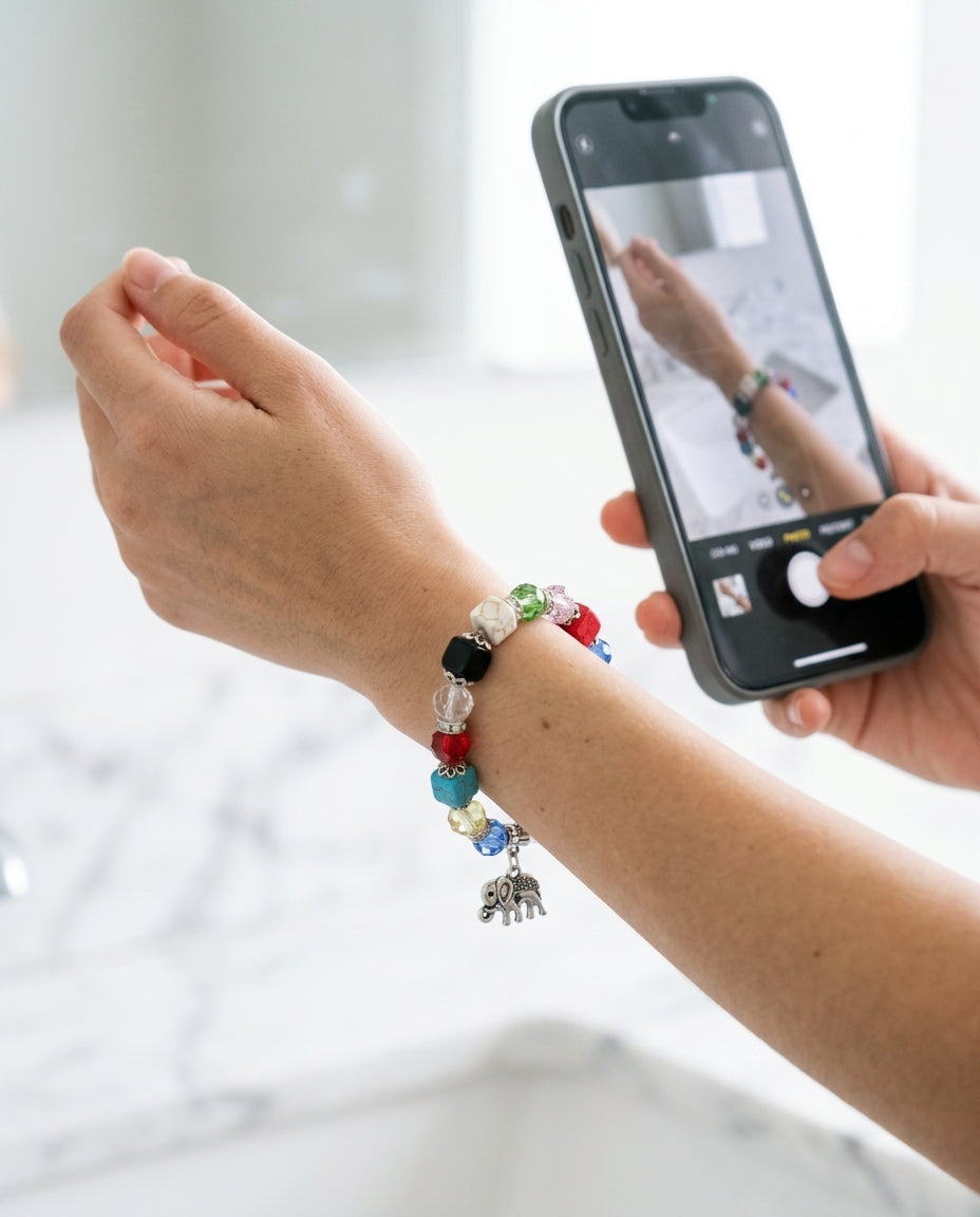 Beaded charm bracelet — Modern Lifestyle Scene | Generated by Modelize