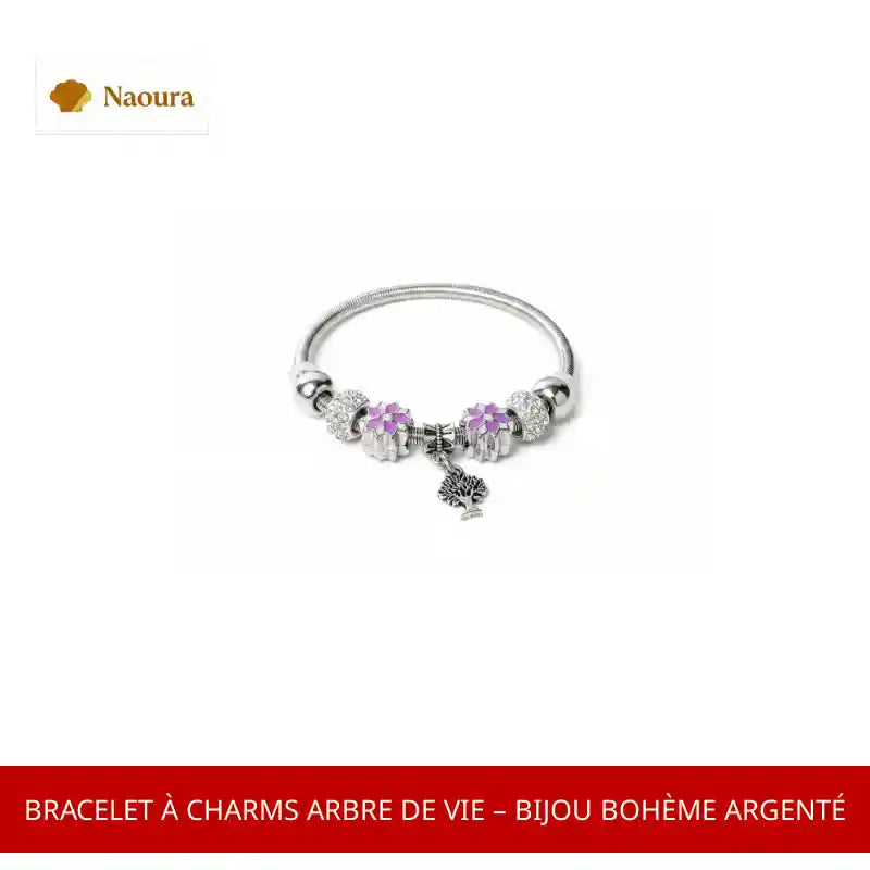 Bracelet &agrave; Charms Arbre de Vie &ndash; Bijou Boh&egrave;me Argent&eacute; by@Outfy