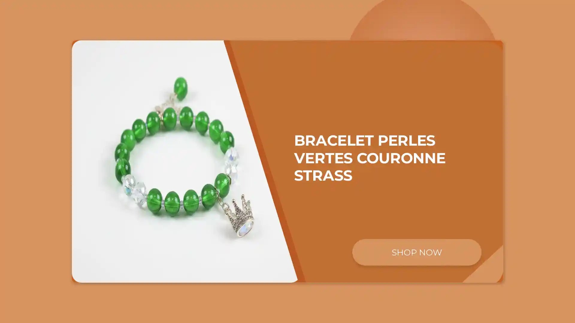 Bracelet Perles Vertes Couronne Strass by@Outfy