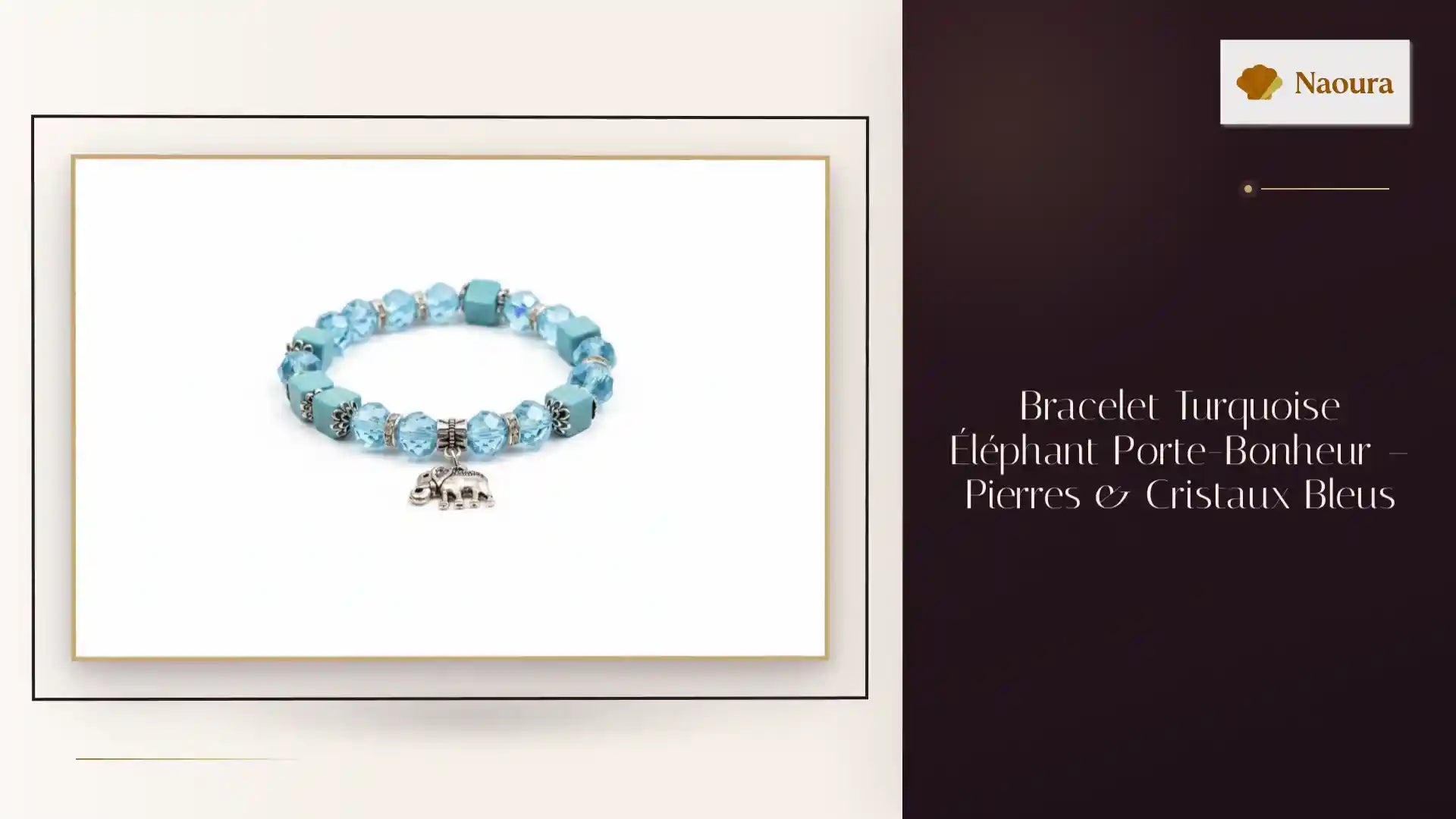 Bracelet Turquoise &Eacute;l&eacute;phant Porte-Bonheur &ndash; Pierres & Cristaux Bleus by@Outfy