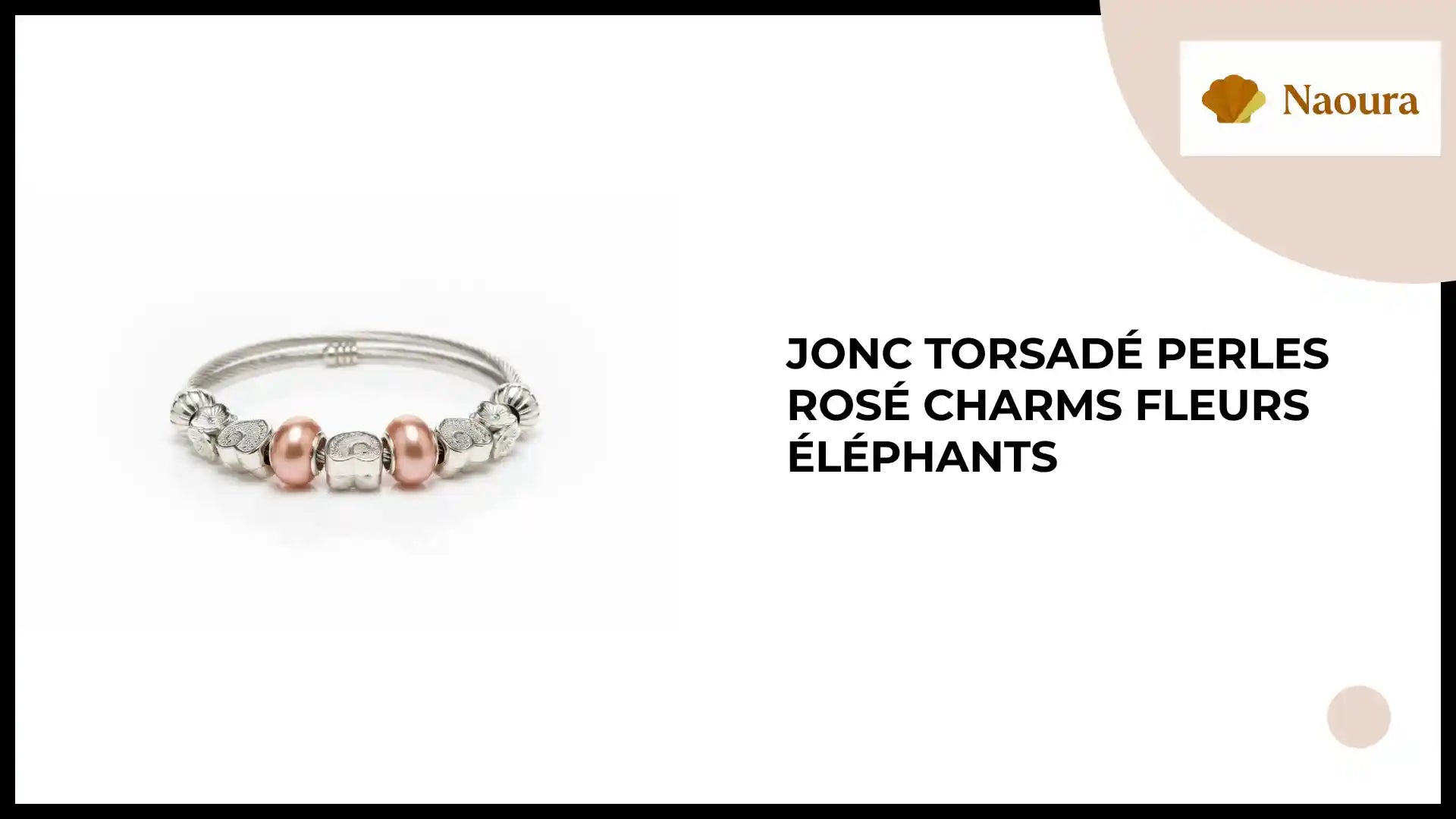 Jonc Torsad&eacute; Perles Ros&eacute; Charms Fleurs &Eacute;l&eacute;phants by@Outfy