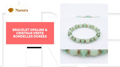 Bracelet Opaline &amp; Cristaux Verts Rondelles Dor&eacute;es by@Outfy