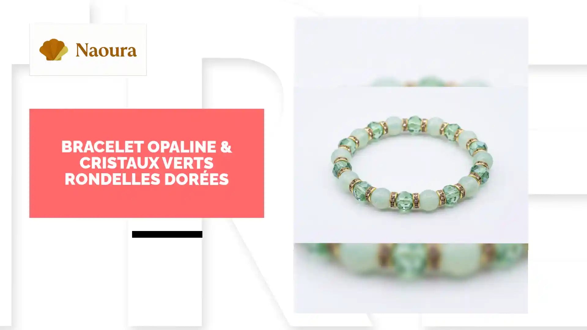 Bracelet Opaline & Cristaux Verts Rondelles Dor&eacute;es by@Outfy